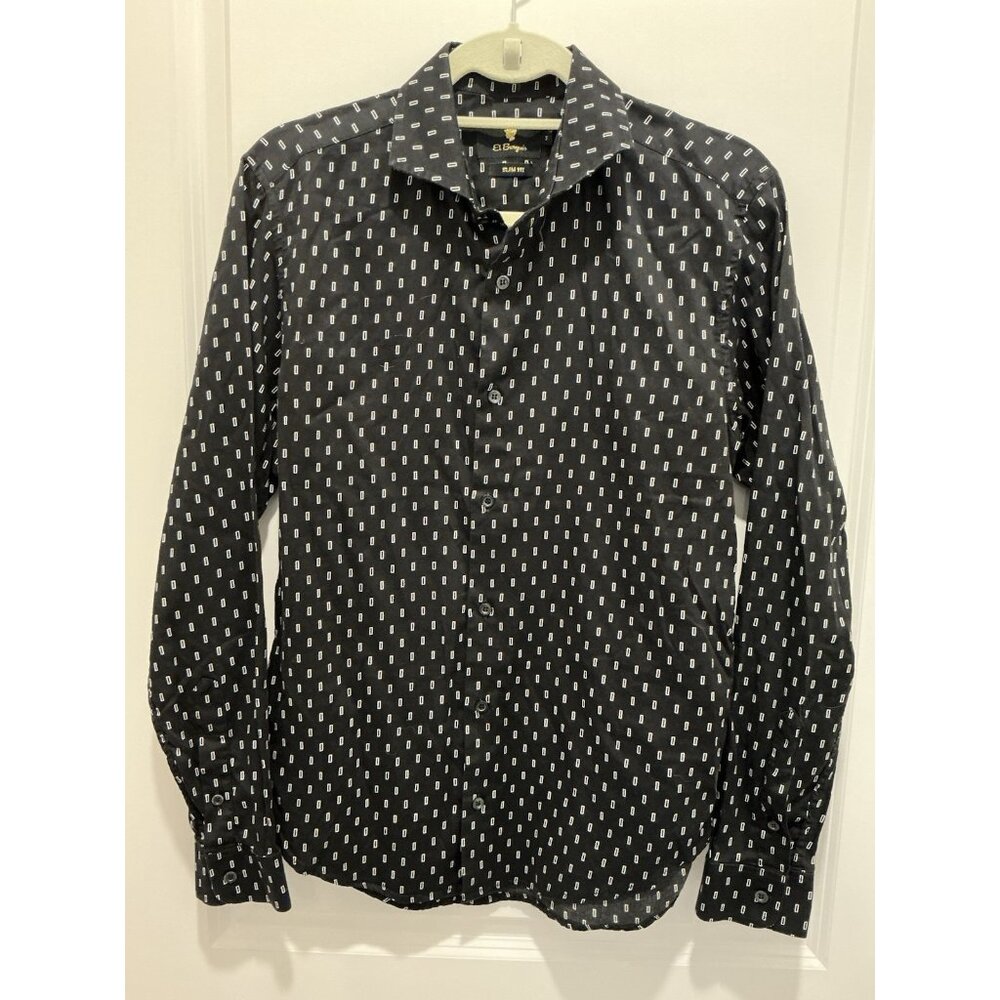 El Burgues Slim Fit Button Up Medium Men's Long Sleeve Black White